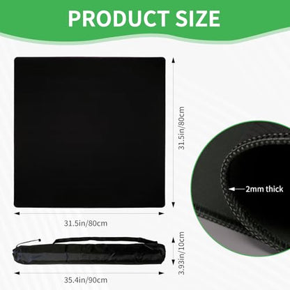 Mahjong Mat, Mahjong Table Mat with Black Carrying Bag, Rubber Anti Slip Game Mat and Noise Reducing Table Cover for Mahjong, Dominoes, Poker, Card, Board Games (Black, 31.5 Inches) - color: Black