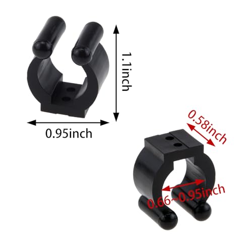 12 PCS Fishing Rod Clips, Wall Mount Fishing Pole Holder Clips for 0.66" to 0.95" Poles, Pool Cue Holder Storage Rack Replacement (Black) - color: Black