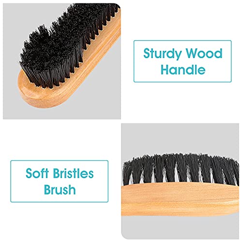 Billiard Pool Table Brush, Snooker Billiard Brush with Wooden Handle, Pool Table Cleaner with Horse Hair and Rail Brush, Valley Pool Table Parts and Accessories, 2pcs