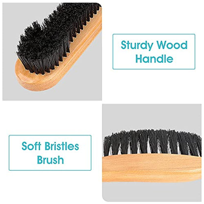 Billiard Pool Table Brush, Snooker Billiard Brush with Wooden Handle, Pool Table Cleaner with Horse Hair and Rail Brush, Valley Pool Table Parts and Accessories, 2pcs