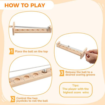 2 PCS Wooden Tabletop Games, Desktop Balancing Ball Games for Teens Adults, Fine Motor Skill Tabletop Ball Toys, Family Game Education Toys with Wooden Hockey Play Design