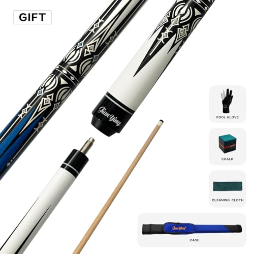 Professional Pool Cue 58" 10.5/12.5mm Tip Maple Shaft 1/2 Joint Ergonomic Grip Billiard Stick for Adults - color: PC25-12.5-SET