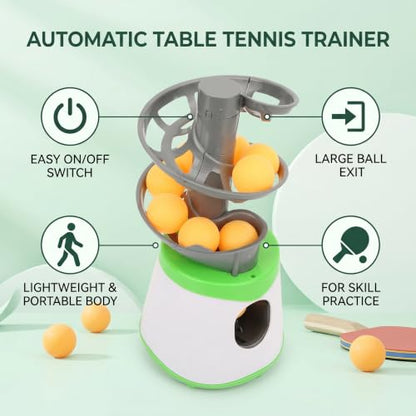 Vbestlife Automatic Machine for Beginners, 10 Balls Table Tennis Trainer Balls Launcher Training Machine Table Tennis Robot for Beginners Training