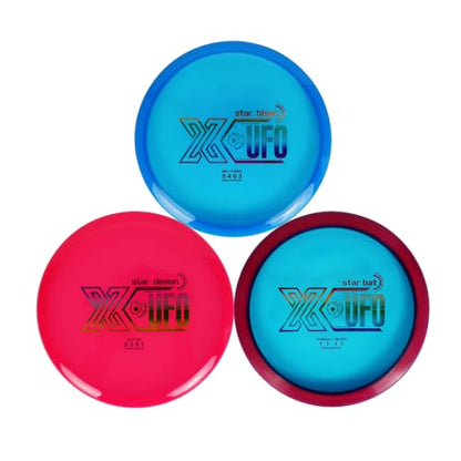 X-UFO Disc Golf Starter Set - 3 Piece Professional Disc Golf Set for Beginners, Lightweight & Portable, Putter Driver Midrange 170g-173g - color: Blue,red,purple