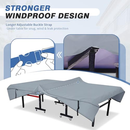 Ping Pong Table Cover Outdoor, Dual Function Table Tennis Cover | Premium Cover Fits Universal 9x5 FT Folding & Flat Tables Indoor & Outside - color: Grey