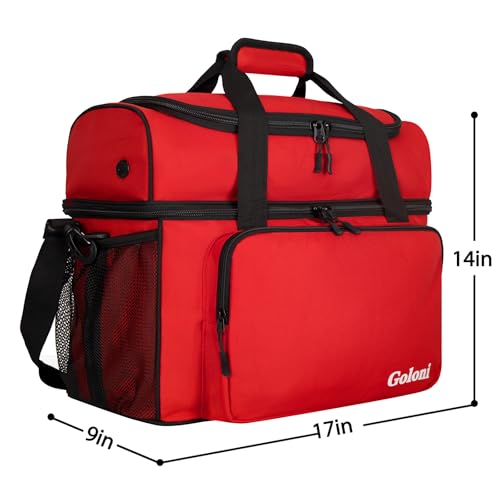 Goloni 2 Balls Bowling Bag with Ball Holder - Fits Bowling Shoes Up to Mens Size 16 and Accessories - color: Red