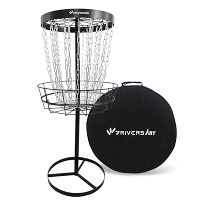 Portable Disc Golf Basket, 24-Chain, All-Weather Metal Disc Golf Goal with Heavy-Duty Carrying Bag, Easy Assembly for Backyard, Park & Outdoor Training - style: Black