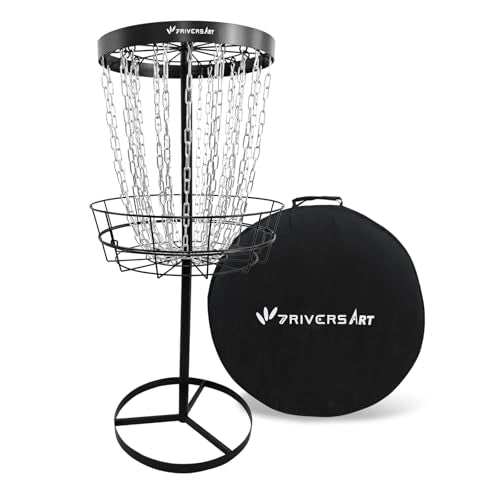 Portable Disc Golf Basket, 24-Chain, All-Weather Metal Disc Golf Goal with Heavy-Duty Carrying Bag, Easy Assembly for Backyard, Park & Outdoor Training - style: Black