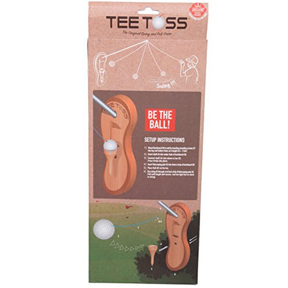 Golf Ball Deluxe Toss Game - 100% Bamboo - Be The First to Land The Ball Up On The Tee! (All Parts Included)