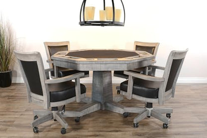 Empire USA Blaze Poker Game & Dining Table Set w/ 4-6 Game Chairs (Weathered Grey Finish 6 Game Chairs) - style: Weathered Grey finish 6 Game Chairs