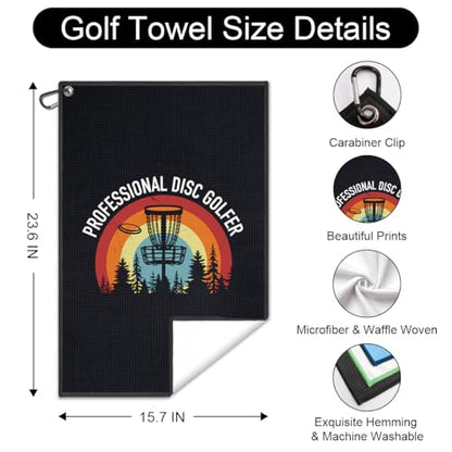 Professional Disc Golfer Printed Microfiber Golf Towel, Funny Frisbee Golf Print Men Women Golfing Towel, Golfer Bags Accessories Gifts for Men Women Disc Player Golfing Lover Family Friend - color: Multicolor081