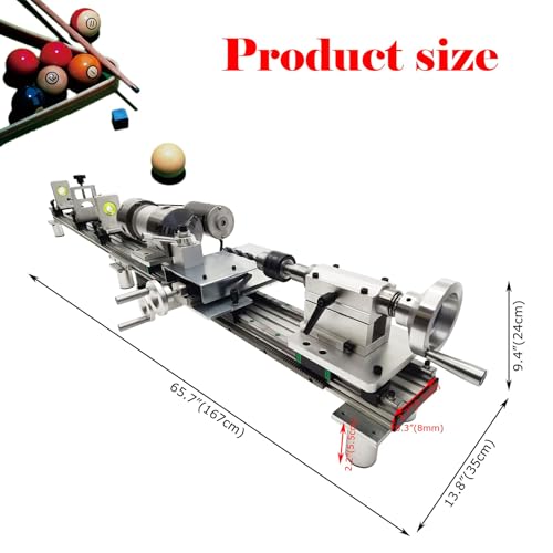 110V Billiard Cue Repair Machine, Pool Cue Lathe Repair Machine Double Track Multi-Function Snooker Cue Fixing Kit 0-2500rpm for Hall/Home/Club 450W