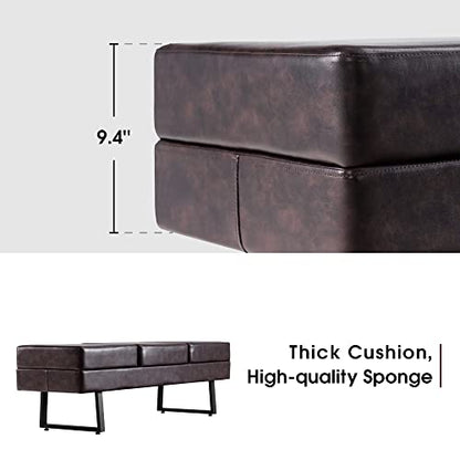 BarberPub Waiting Room Chairs, Heavy Duty Office Guest Reception Bench, Faux Leather Upholstered Lobby Chairs for Salon, Conference Room 7008 (Brown) - color: Brown