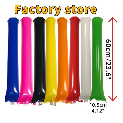 48pcs Round Head Boom Sticks Thunder Sticks Cheering Sticks Team Spirit Plastic Cheerleading Spirit Stick Clapper Inflatable Noise Maker Sports Supply (Blue) - color: Blue