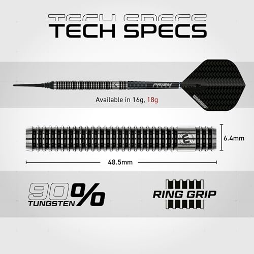 Winmau Blackout Softip Tungsten Darts Set with Flights and Shafts (Stems) - size: 20g, style: Soft tip