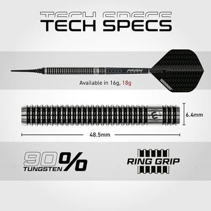 Winmau Blackout Softip Tungsten Darts Set with Flights and Shafts (Stems) - size: 20g, style: Soft tip