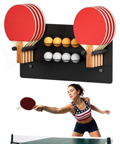 Ping Pong Paddle Holder, Wall Mounted Metal Magnetic Table Tennis Storage Rack Holds - size: 2-Tier