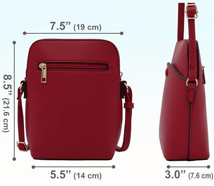 Solene Small Crossbody Bag with Gold Hardware, Mini Shoulder Purse with Adjustable Strap - color: Red