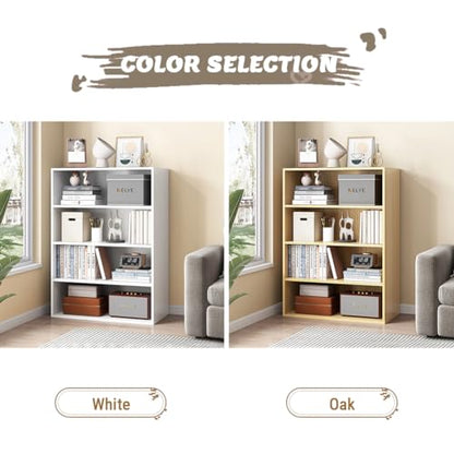 NELYE Basic Open Shelf Bookcase - 4-Tier Wooden Cube Storage Shelves Split Bookshelf, Oak - color: Oak, size: 4-Tier