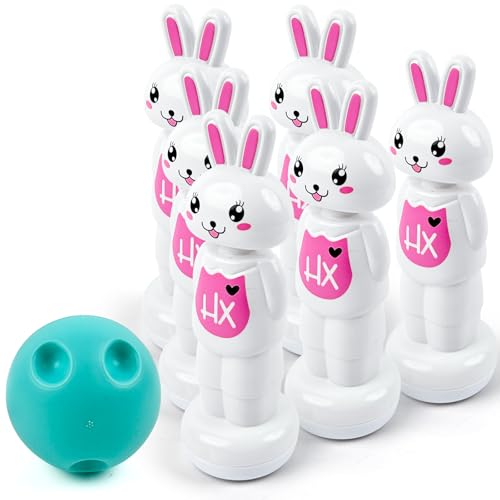 Mini Bowling Set Indoor Outdoor Indoor Bowling Set with Guide Arrow Mat Gold and Silver Medal Backpack Dispensing Suitable for Family Friends Family Party Entertainment - style: Easter