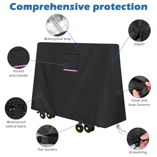 Ping Pong Table Cover Outdoor Waterproof,Table Tennis Cover Fits Both Folding and Flat Tables (Flat Size-9x5 FT) with Waterproof Seal, Includes Organize Bag for Indoor and Outdoor Use