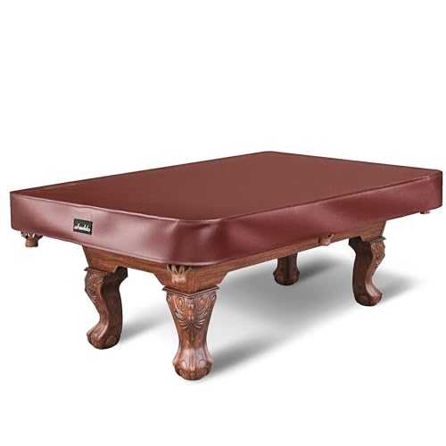 Pool Table Cover, Heavy Duty Leatherette Billiard Table Cover | Waterproof & Tearproof Cover for Pool Table, Brown, 9FT-112"LX 62"WX 8"H - color: Brown, size: 9FT (112" x 62" x 7.3")