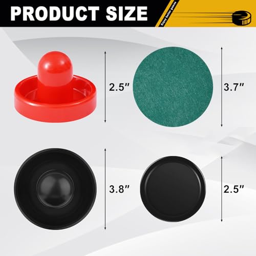 Air Hockey Pushers and Air Hockey Pucks, Indoor Games Goal Handles Paddles Replacement Accessories Set for Game Tables Equipment - color: Black-Red