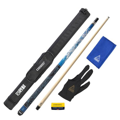 CUESOUL 19oz Pool Cue with Black case,13mm Tip,58inches Mythological Symbols Pattern 4 Styles - color: White Tiger