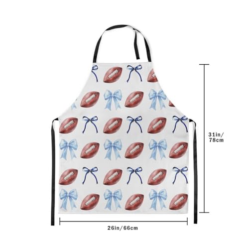 Manfei Blue Bowknot Kids Kitchen Apron - color: Blue White