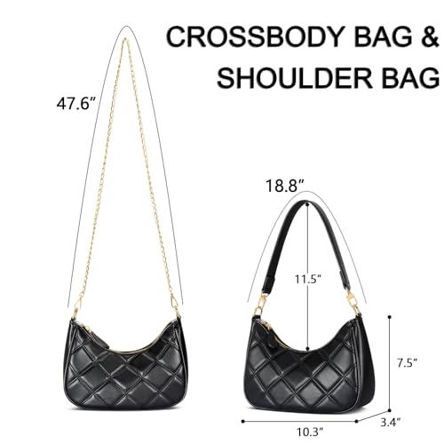 KKXIU Shoulder Bag for Women Cute Hobo Purses and Handbags Retro Clutch Underarm Purse | Cute - color: Qblack