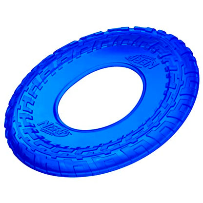 Nerf Dog 10in Enhanced Translucent TPR Tire Flyer - Blue,Medium Breeds - color: Translucent Blue, size: 10 Inch