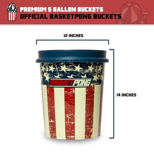 BasketPong USA – Giant Yard Pong and Basketball Game with 12 Buckets, 2 Balls, Carrying Bag, and Air Pump – Outdoor Game for Lawn, Backyard, Beach, and Parties