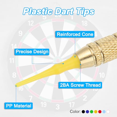 PATIKIL Plastic Dart Tips 2BA Thread, Soft Dart Tip Replacement Dart Accessories - color: Yellow