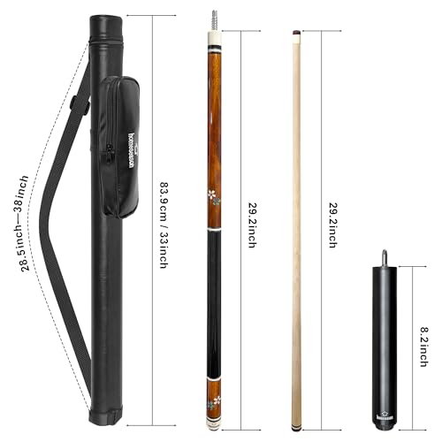HomeSeason Pool Cue Stick 58" Professional Billiard Canadian Maple Pool Stick with Leather Case & 13mm Tip, 18/19/20/21oz for Adults Pro Player - color: 20oz(Brown)