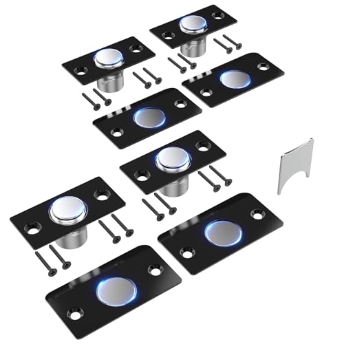 Mousike Door Ball Catch Hardware, Adjustable Hidden Magnetic Ball Catch, Stainless Steel Strike Plate with Strong Suction, Door Ball Catch Replacement for Top of Door (4 Pack, Black) - color: Black, size: 4 Pcak - Magnetic