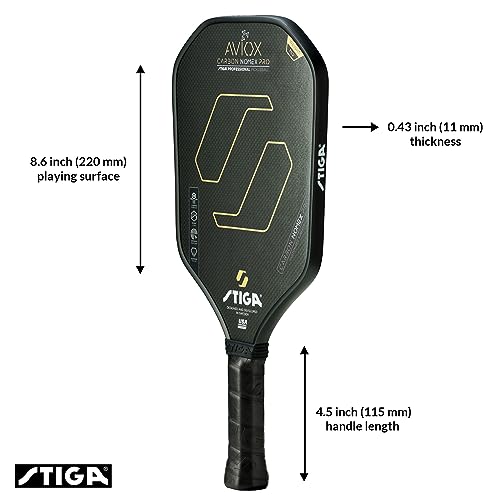 STIGA Aviox Pickleball Paddle | Midweight Paddle - USAPA Approved - Designed in Sweden - color: Gold, style: Aviox Carbon Nomex Pro