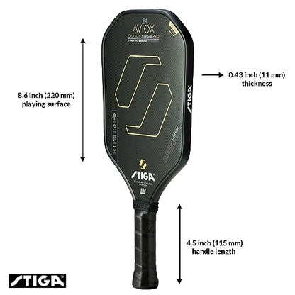 STIGA Aviox Pickleball Paddle | Midweight Paddle - USAPA Approved - Designed in Sweden - color: Gold, style: Aviox Carbon Nomex Pro