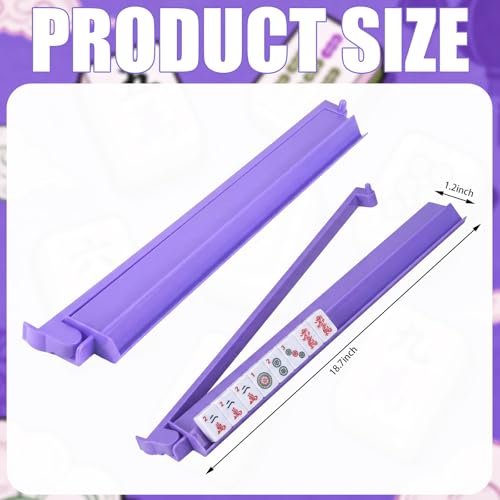 4 Pcs 18.7 Inch Purple Acrylic Mahjong Tile Racks with Pushers for Game Night American Mahjong Racks Tile Set for Mah Jong Lovers and Beginners - color: Purple