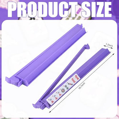 4 Pcs 18.7 Inch Purple Acrylic Mahjong Tile Racks with Pushers for Game Night American Mahjong Racks Tile Set for Mah Jong Lovers and Beginners - color: Purple