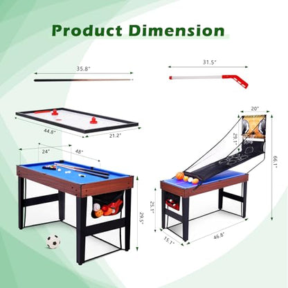 RAYKEEP 9-in-1 Multi Game Table, Combo Game Table Set w/Basketball, Billiards, Hockey, Ping Pong, Foosball and Bean Bag, Game Room for Teens, Adults Home, Family,