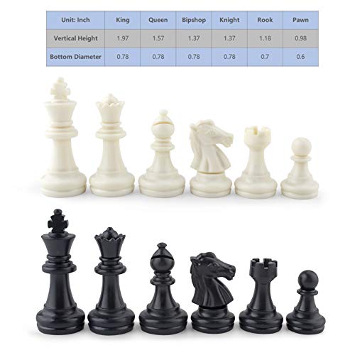 DINOBROS Chess Pieces Only Magnetic Plastic Chessman Set for Replacement of Missing Pieces - Complete Set of 32 Unweighted Game Pawns - style: Chess Pieces