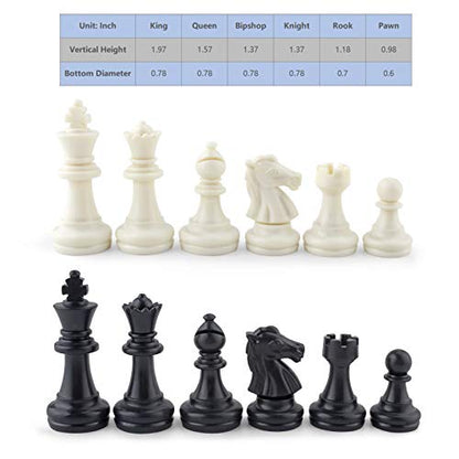 DINOBROS Chess Pieces Only Magnetic Plastic Chessman Set for Replacement of Missing Pieces - Complete Set of 32 Unweighted Game Pawns - style: Chess Pieces