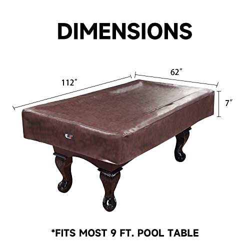 GSE Games & Sports Expert Billiard Table Covers, 7'/8'/9' Waterproof & Tearproof Heavy Duty Leatherette Pool Table Cover (Several Colors Available) - color: Brown - 9ft