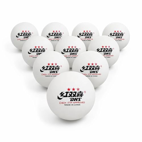 DHS D40+ 3-Star Ping Pong Balls, ITTF Approved, Official Size 40+mm, Consistent Bounce for Training and Competition, White, 10 Count