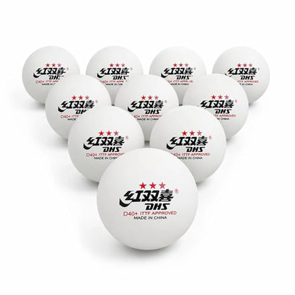 DHS D40+ 3-Star Ping Pong Balls, ITTF Approved, Official Size 40+mm, Consistent Bounce for Training and Competition, White, 10 Count