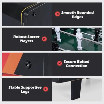 Giantex 4-in-1 Multi Game Table, Combo Foosball Game Table Top w/Billiards, Ping Pong, Push Hockey for Home, Game Room, Family Night & Arcade, Wood Combination Game Table Set for Adults - color: Black