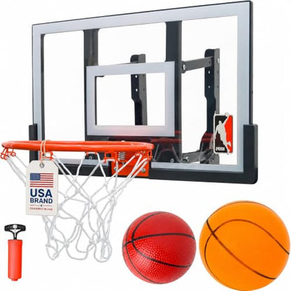 Efficraft Mini Basketball Hoop, Adjustable Indoor Wall Mount, Silent Ball | 7 Level Adjustable Height, Quiet&Bounce Dual Ball Set, Shatter Resistant pc Backboard, Spring Metal Rim, Metal Bracket - color: White, size: X-Small
