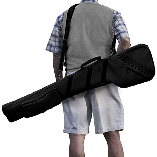 Big Teeth Golf Sunday Bag, Small Golf Bag Lightweight, Par 3 Golf Bag for A Few Clubs Driving Range, Practice with Carry Shoulder Strap Foldable Multi-Colour - color: Black