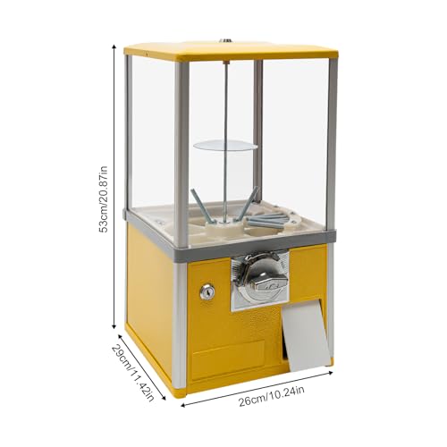 Gumball Machine for Kids, 25-cent Vending Machines, PS Bouncy Balls Dispenser, 1.77-1.97in Huge Load Capacity Coin Operated Gumball Bank, Hold 200 Capsule Toys for Retail/Game Store (Yellow) - color: Yellow