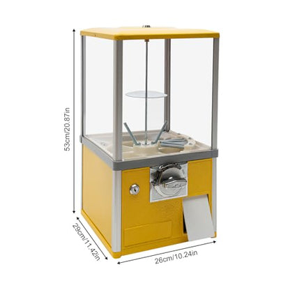 Gumball Machine for Kids, 25-cent Vending Machines, PS Bouncy Balls Dispenser, 1.77-1.97in Huge Load Capacity Coin Operated Gumball Bank, Hold 200 Capsule Toys for Retail/Game Store (Yellow) - color: Yellow